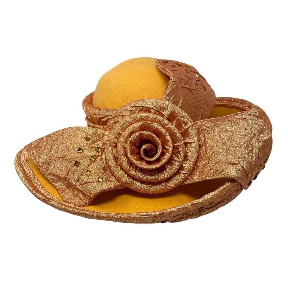 Mr. HI's Classic Creamsicle Orange Sparkle Hat Swirl Ribbon Rhinestones 57.5 cm